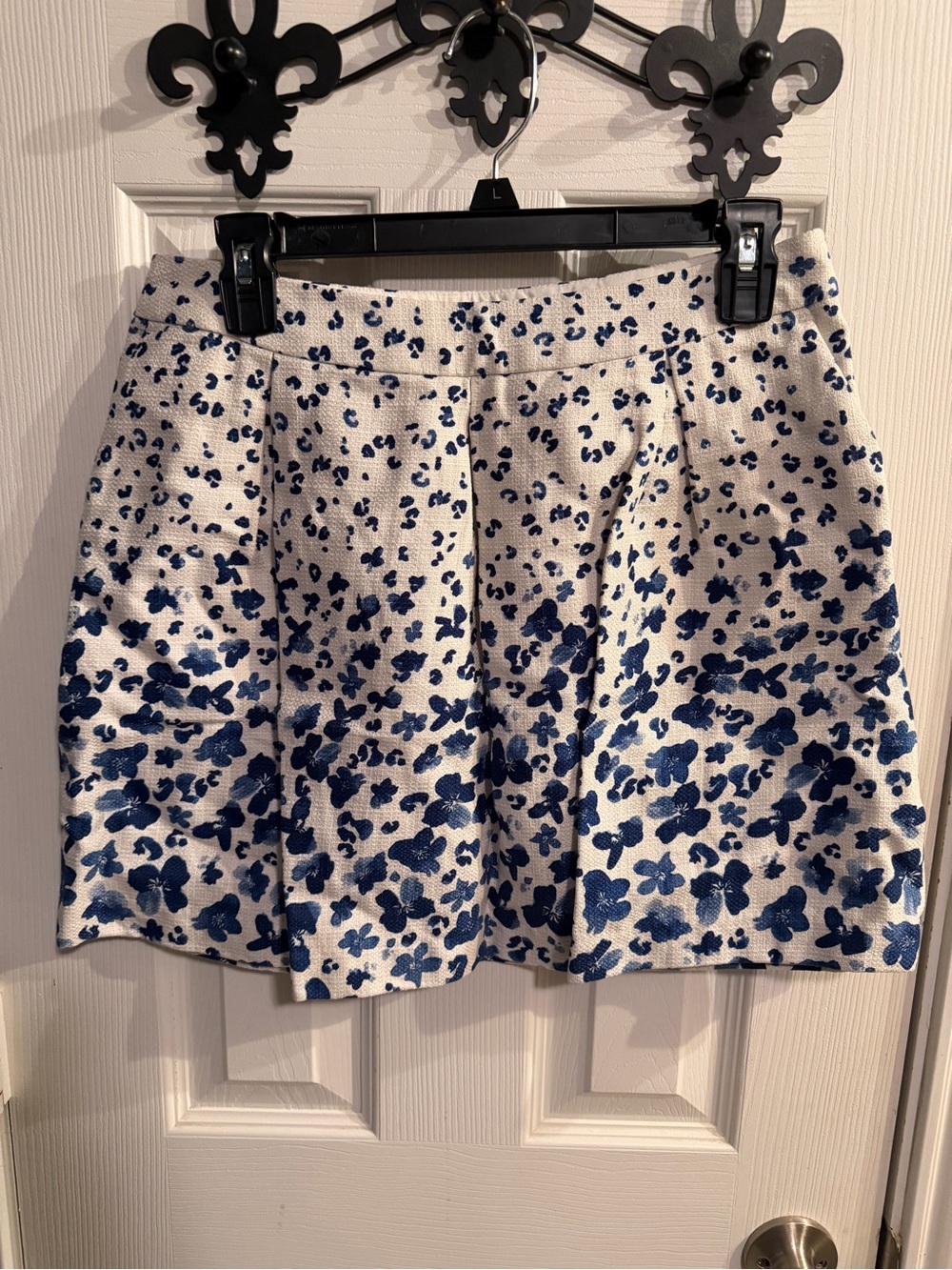 Banana Republic Factory White Skirt with Blue Floral Print